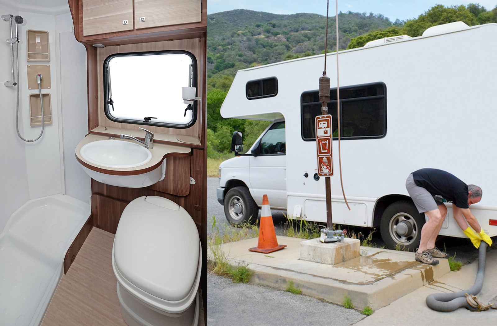 Portable RV/camper toilet and holding tank setup in Ithaca, New York State