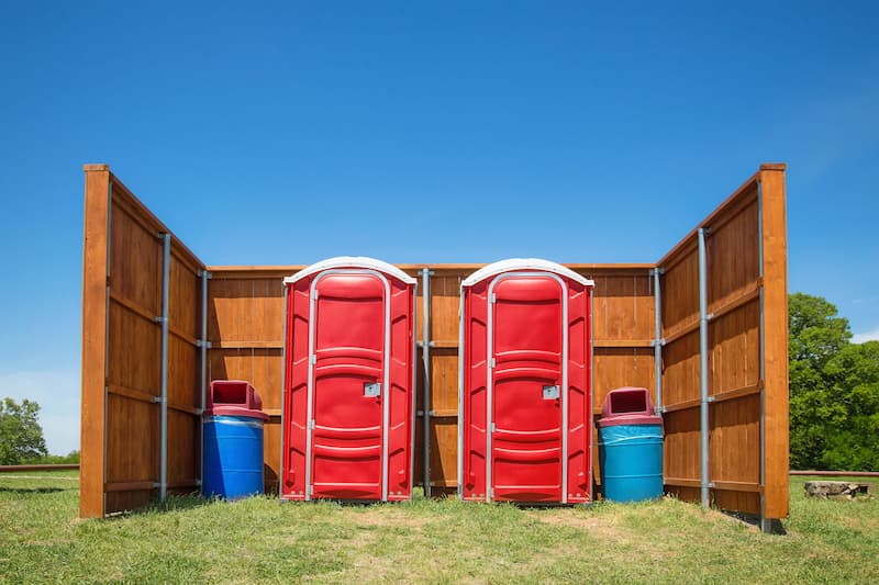 Short-term porta potty units staged for delivery in Ithaca, New York State